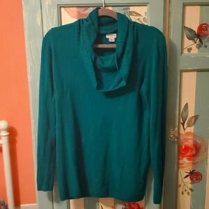Jaclyn Smith cowl neckline green sweater
